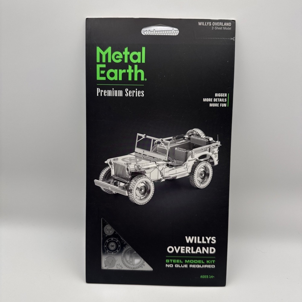 Metal Earth Willys Overland Jeep Premium Steel Model Kit 2-Sheet WWII